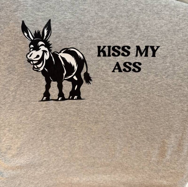 Kiss My Ass Adult T-Shirt (Black and White)