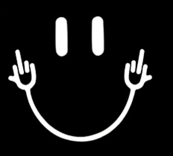 Smiley face flip off Adult Content T-Shirt