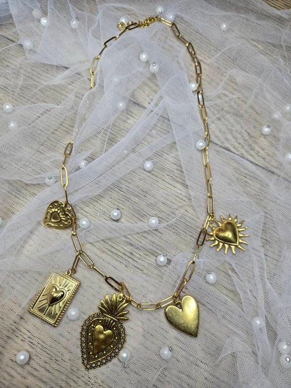 Collier à maillon charm coeur