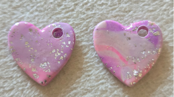 Les cœurs marbrés lilas-rose 20mm