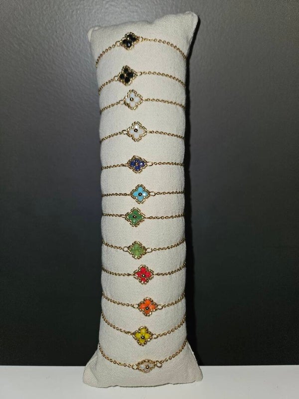 Bracelet trefles acier inoxydable