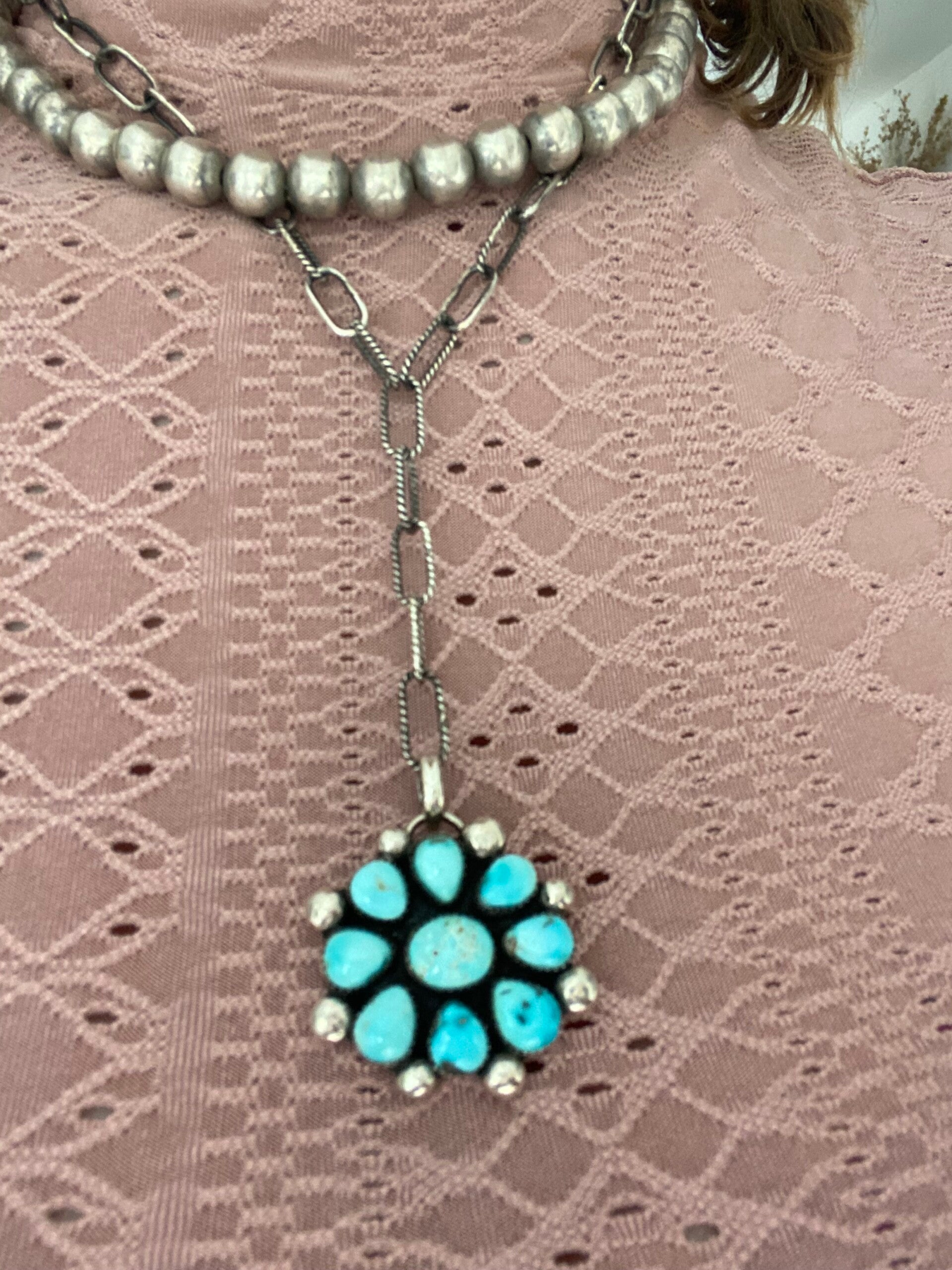 Dry Creek Turquoise Lariat Sterling Necklace