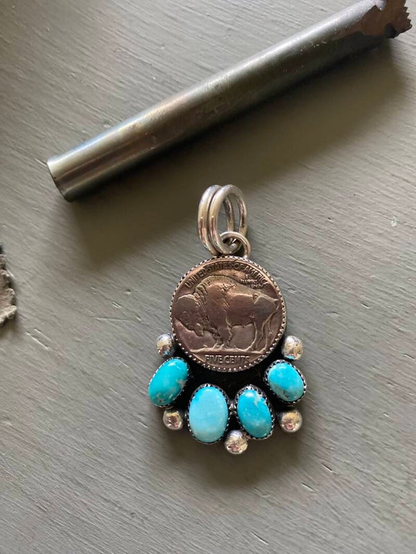 Sierra Bella Turquoise Antique Buffalo coin pendant
