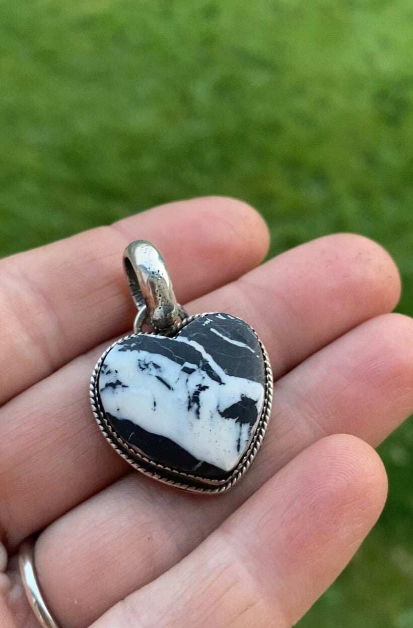 White Buffalo Heart Sterling Pendant