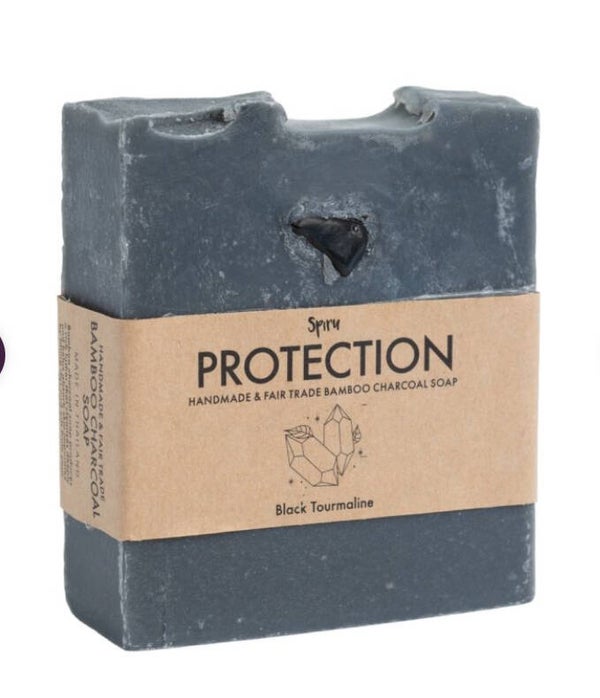 Spiru Fair Trade Edelsteen Zeep – Bamboe-Houtskool & Zwarte Toermalijn – Bescherming (100 gram)