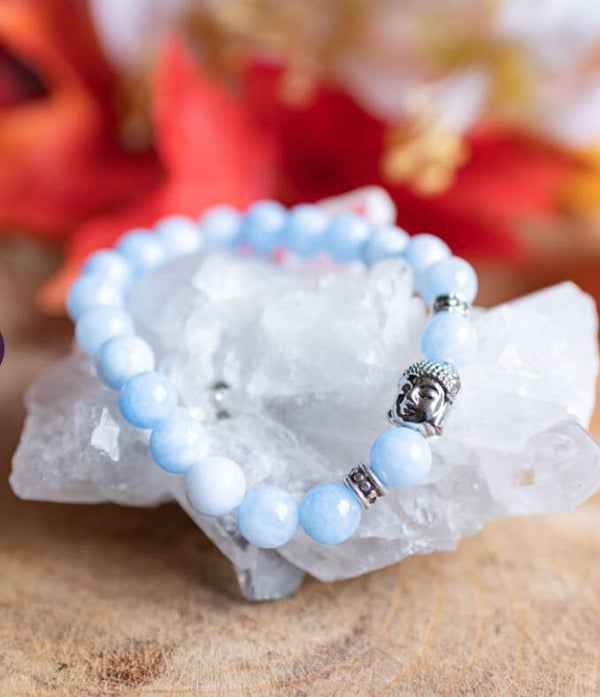 Edelsteen Armband Blauwe Agaat met Boeddha