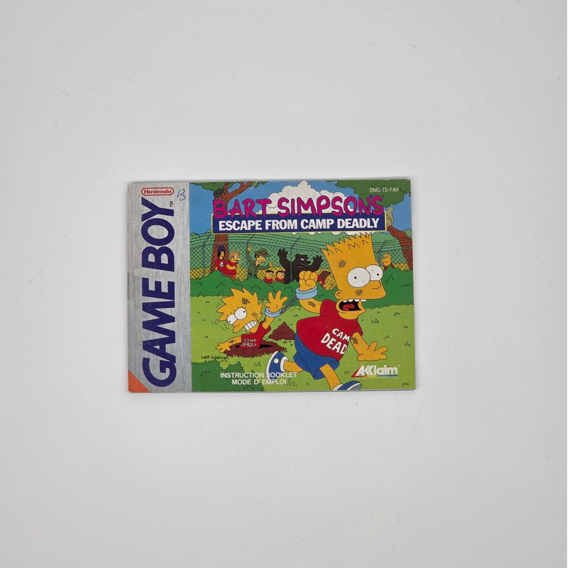 Gameboy Manual Bart Simpson Escape From Camp Deadly