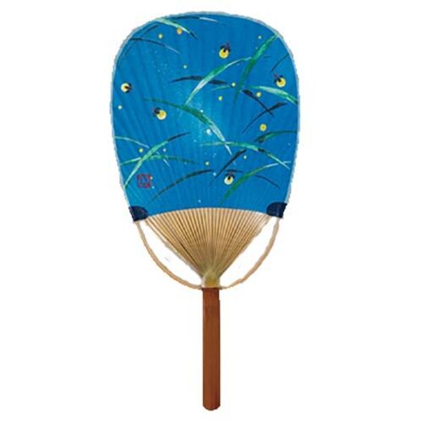 Traditionele Japanse waaier met stok / Uchiwa "Hotaru" (Vuurvlieg) 37,5 x 17,5 cm (D-Uchi-4-B)