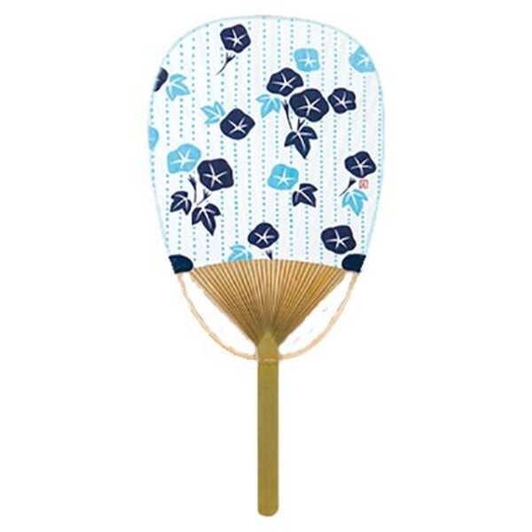 Traditionele Japanse waaier met stok / Uchiwa "Asagao" (Morning Glory) 37,5 x 17,5 cm (D-Uchi-4-F)