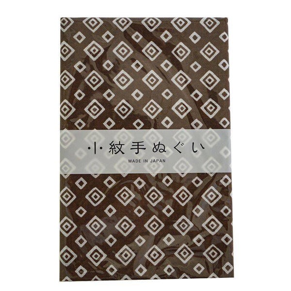 Tenugui handdoekje bruin "Masu" (vierkant kumiko patroon) (T-Tenu-2-40