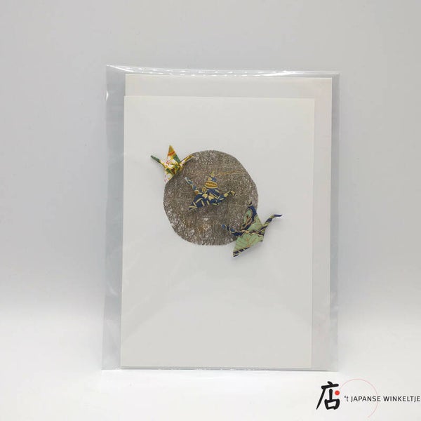 Wenskaart blanco origami kraanvogels # 1