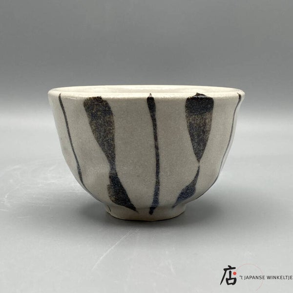 Yunomi / theekop creme met bruine streep Ø 8,5 cm (K-Kigu11-74)