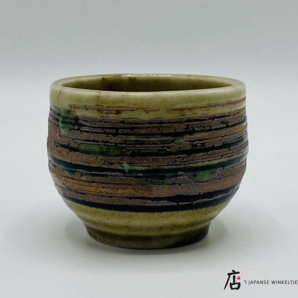 Sake kommetje groen gestreept Ø 5,5 cm (K-Kigu-18a)