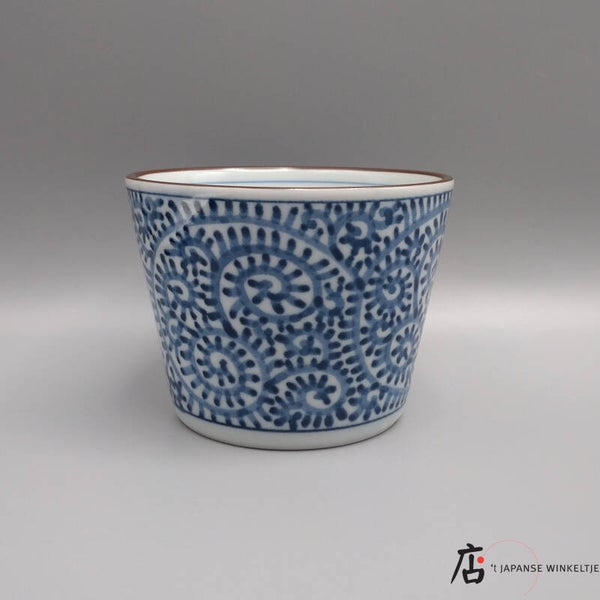 Soba kom blauw met octopus patroon, maar ook leuk als theekop! Ø 8 cm (K-Kigu11-114)