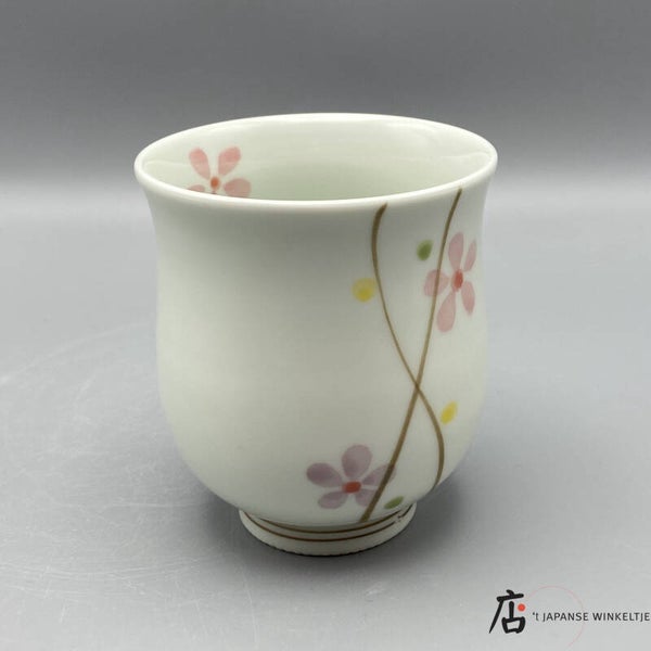 Yunomi / theekop roze bloem Ø 6,8 cm 8 cm hoog (K-Sai-14182)
