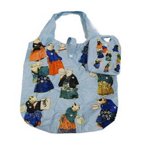Eco opvouwbaar tasje  "Cats in Kimono" (T-Ebag-C)