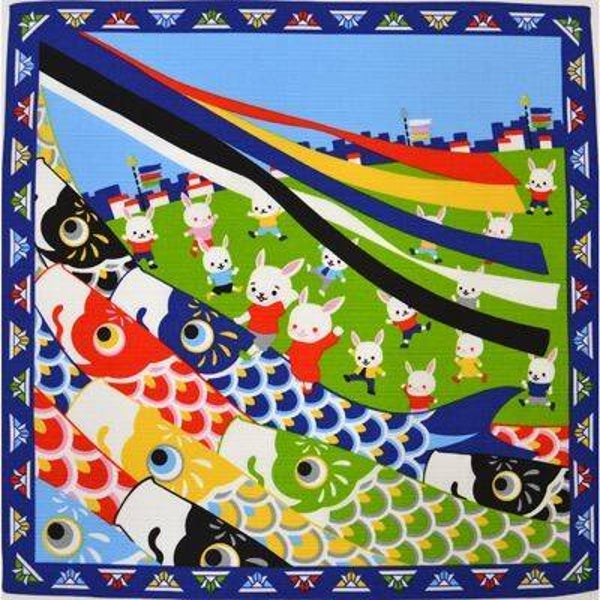 Furoshiki "Koinobori & konijnen" (T-Furo-1P)