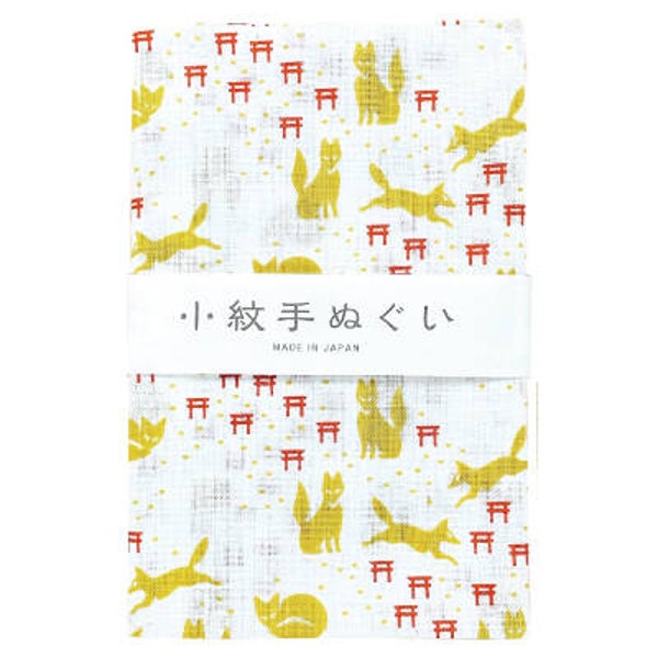 Tenugui handdoekje "Kitsune Torii" (Vos bij Torii poort) (T-Tenu-2-32)