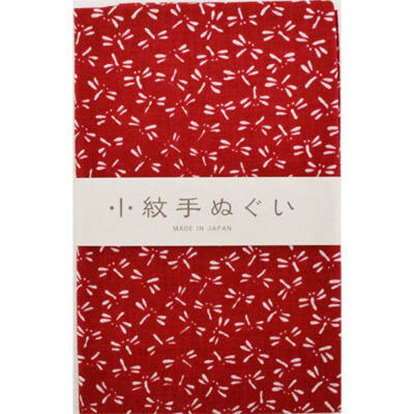 Tenugui handdoekje "Tonbo" (libel)  rood (T-Tenu-2-41)