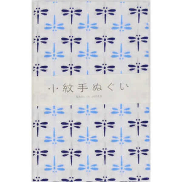 Tenugui handdoekje "Tonbo" (libel) blauw/wit (T-Tenu-2-1)