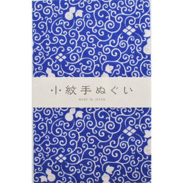 Tenugui handdoekje "Arabesque Hyotan" (kalebas) blauw (T-Tenu-2-24)