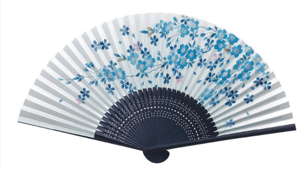Waaier met blauwe sakura (D-Waaier-2A)