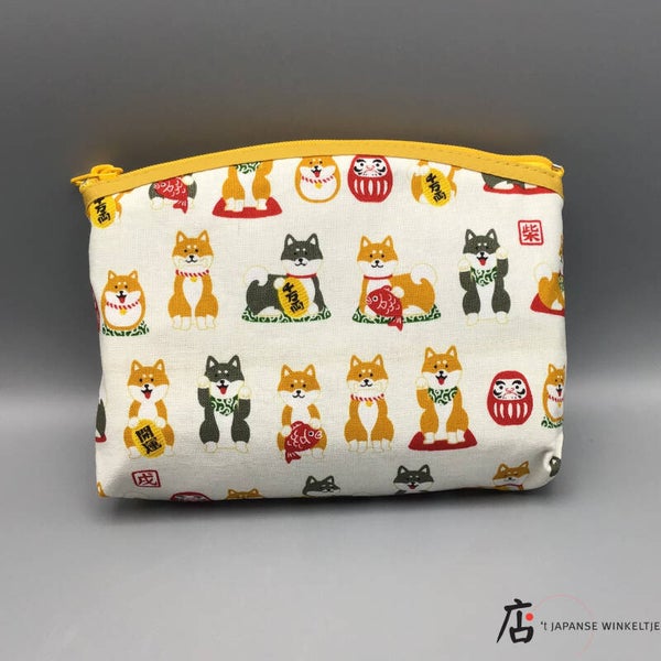 Toilettasje met Shiba Inu (hond) en Daruma motief wit (T-Chi-1812C)