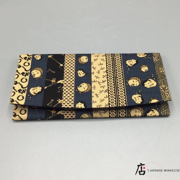 Saifu / Portefeuille van katoen met geluksmotieven blauw (T-Saifu-bl)