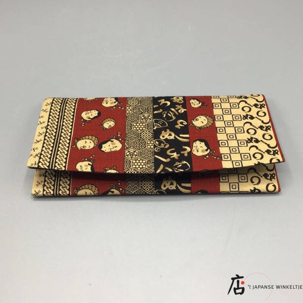 Saifu / Portefeuille van katoen met geluksmotieven rood (T-Saifu-R)