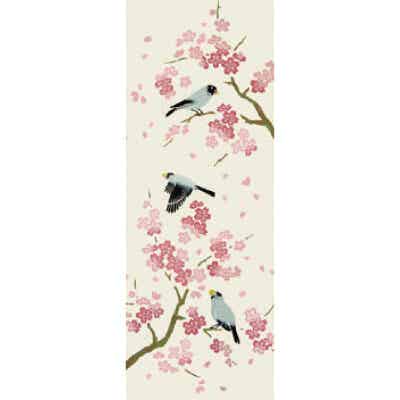 Tenugui handdoekje "Sakura to Buncho" 33x90 cm (T-Tenu-3C)