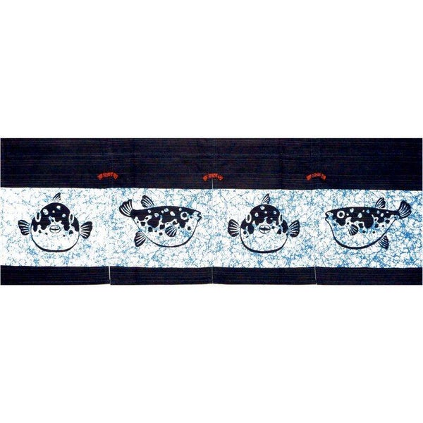 Noren "Fugu" (kogelvis), 85 cm breed x 30 cm lang (T-Noren-8B)