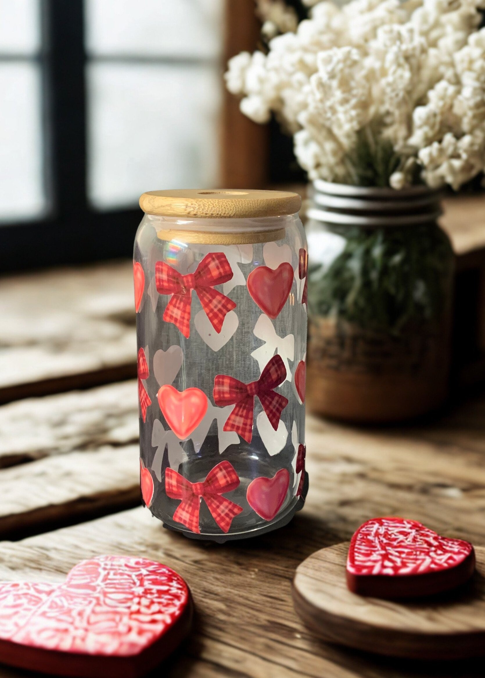 Bow and heart 16oz Libby Libby cup