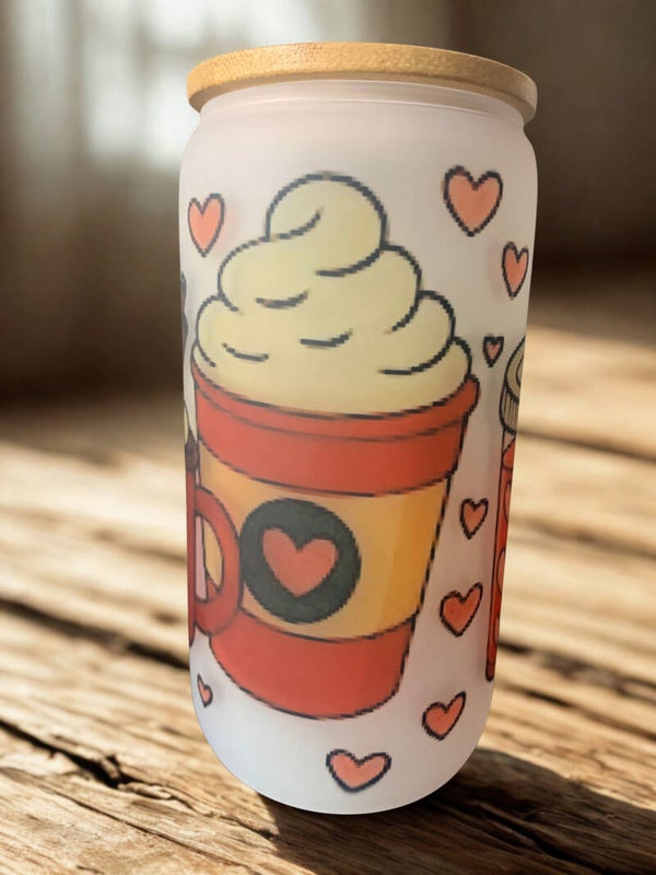 Frosted glass Valentines Cup