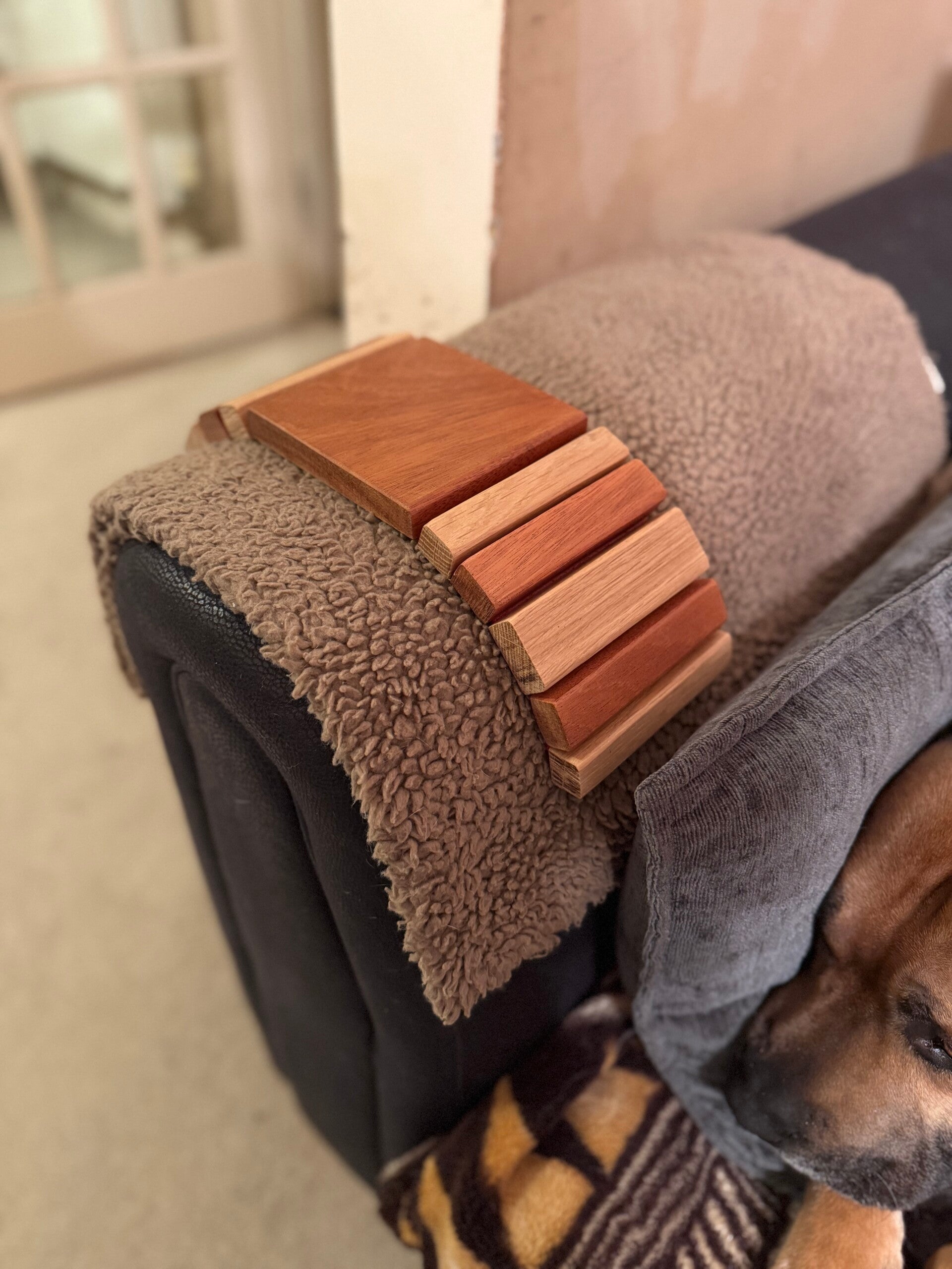 'The Sofa Perch' -  Handcrafted Wooden Sofa Arm Table