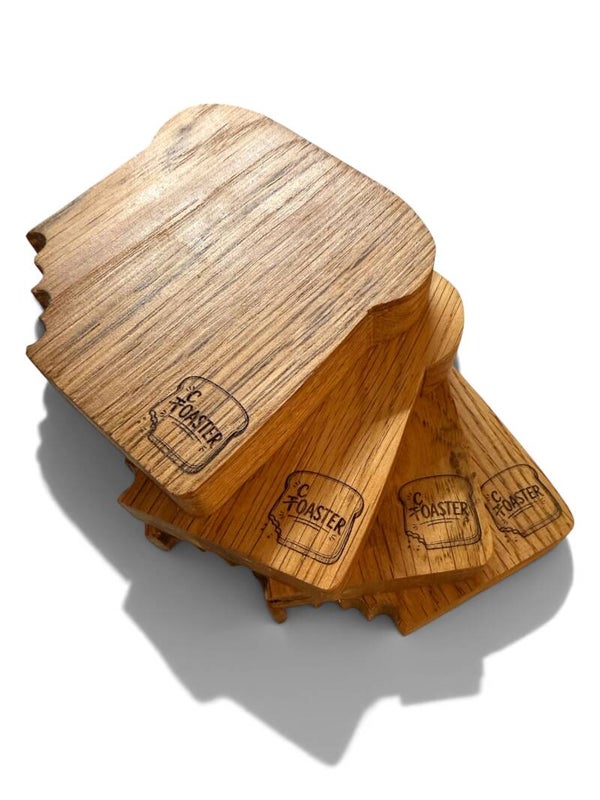 The Toastie Coaster Set – Set of 4 Handmade Hard Wood Toast Coasters
