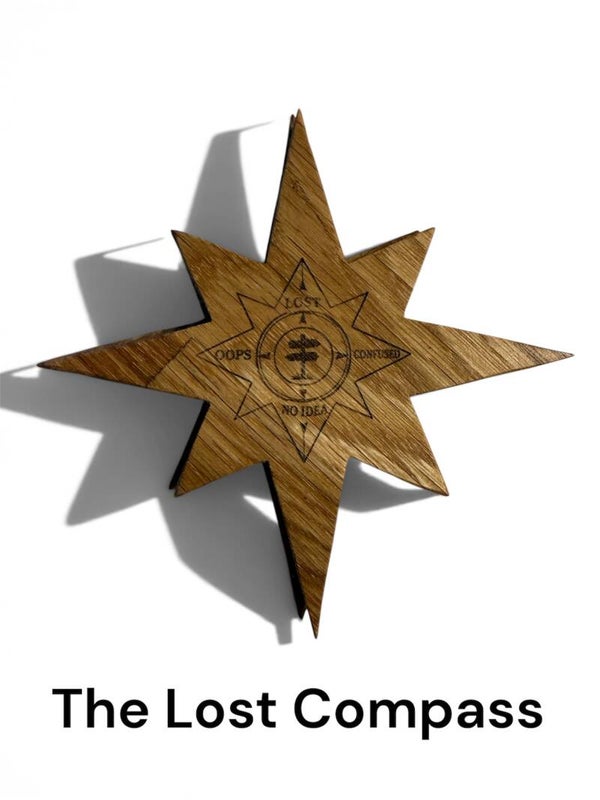 The Lost Compass™ – Handmade Oak Coaster Set of 4