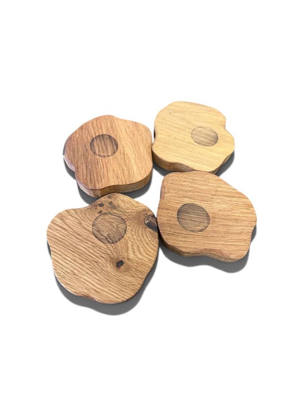 The Fried Eggs – Set of 4 Handmade Solid Oak Coasters