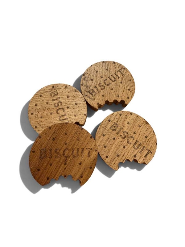 The Biscuit – Set of 4 Handmade Wooden Biscuit Coasters
