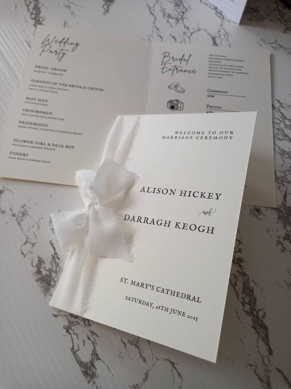 Script A5 4 Page Ceremony Program, Order of Service with Icons digital download - template