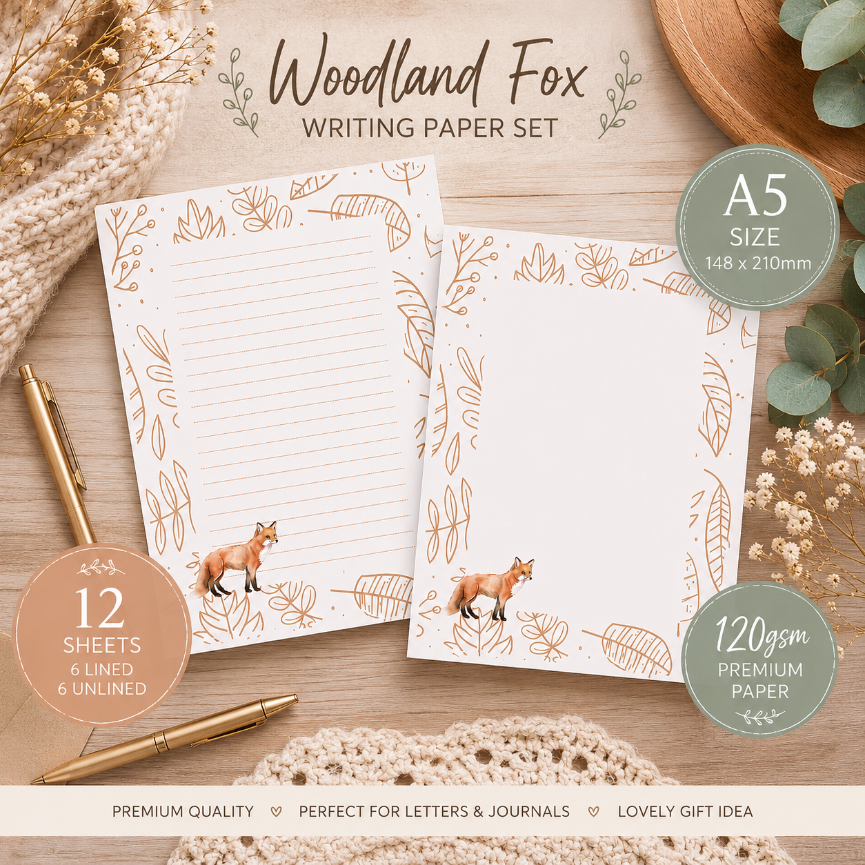 Woodlands Fox Writing Set