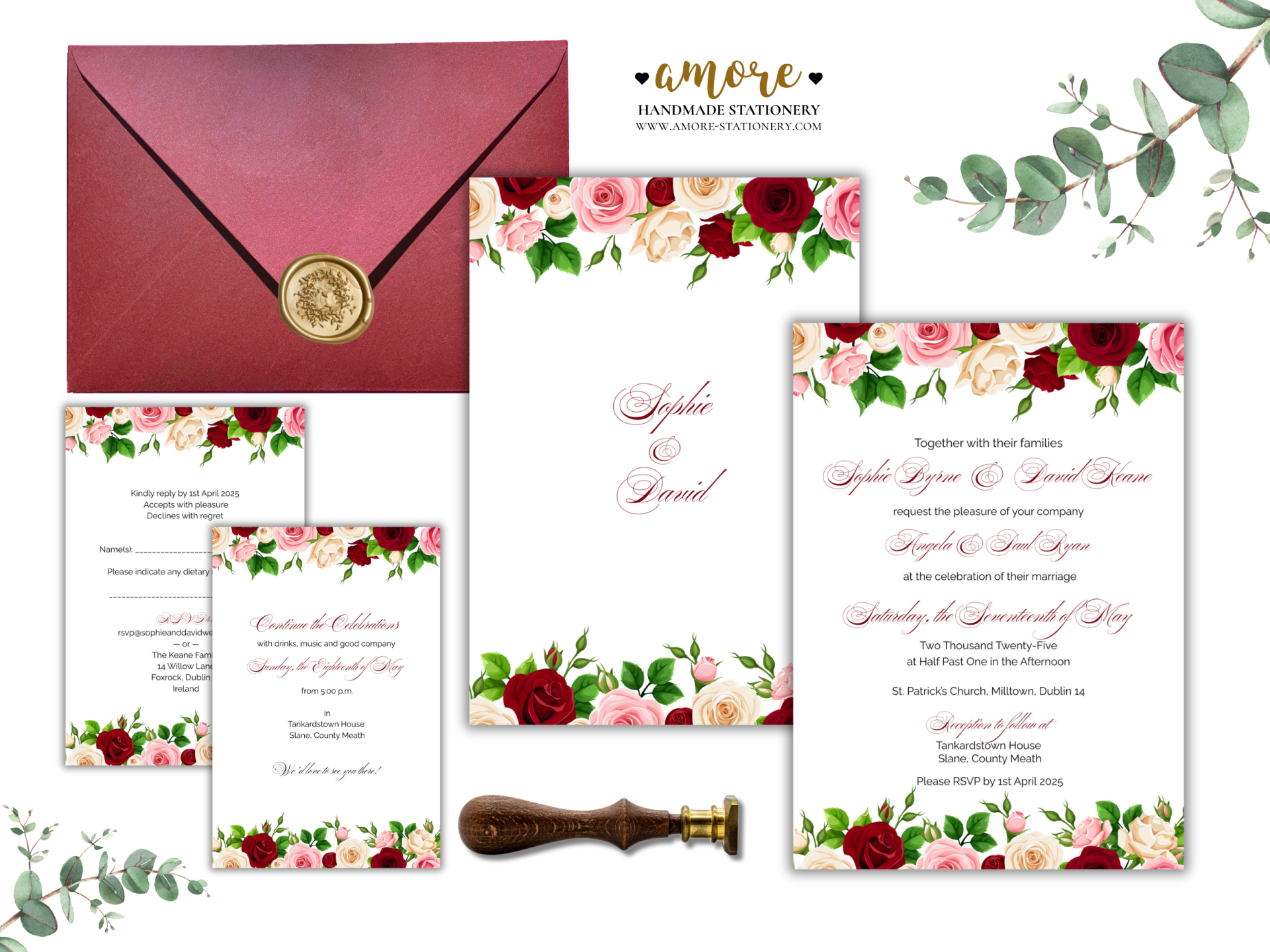 Burgundy Digital Invitation Suite 5 x Templates