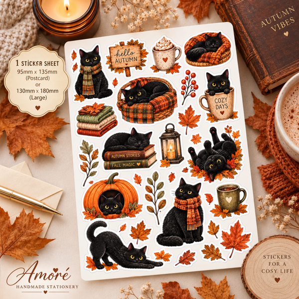 Autumnal Cats Stickers - Mixed