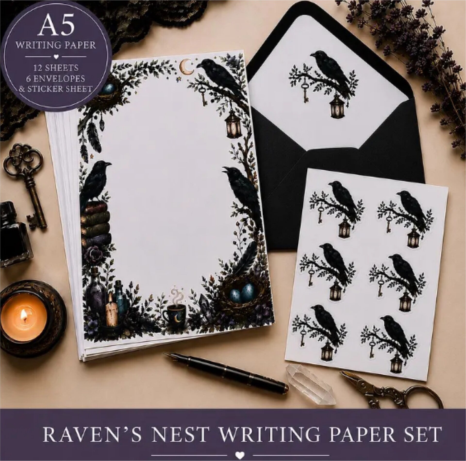 Mystic Raven Writing Set