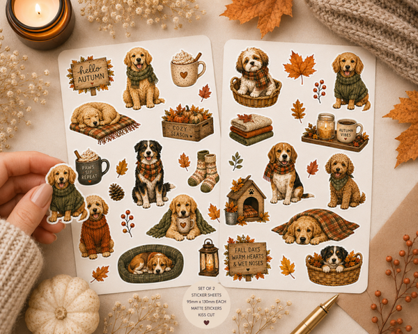2 Pack of Dog Autumn Stickers