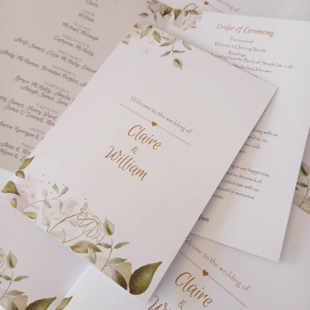 ♥︎ Bifold ♥︎ Order of Service Booklet