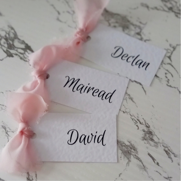 ♥︎ Frayed Ribbon Place Cards ♥︎ Flat