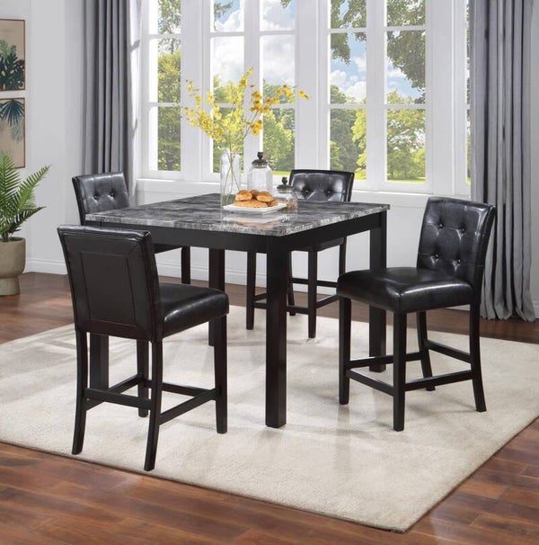Modern Counter-Height Dining Table Set with Faux Marble Top