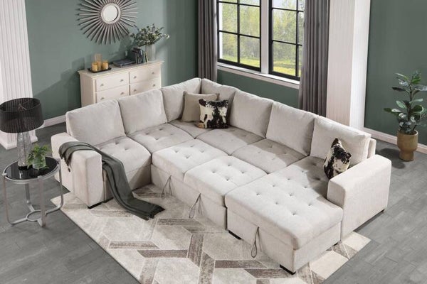 Oversized U-Shaped Modular Sectional Sofa with Tufted Cushions
