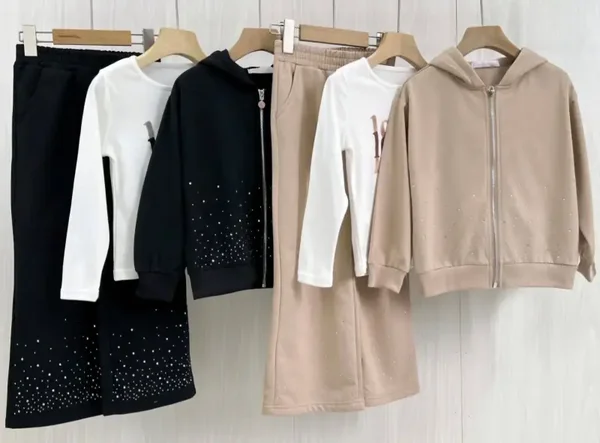 Glitter set 3 delig beige