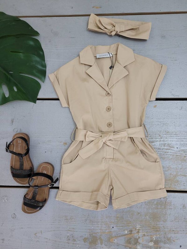 Playsuit met haarbandje Beige